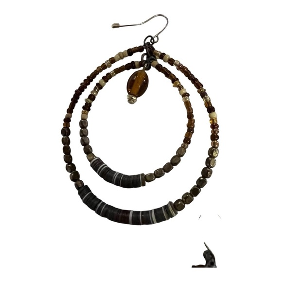 Large Mini Beaded Double Hoop Earrings - Picture 3 of 3